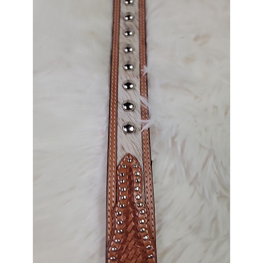 Ranger Belt Company Western Leather Belt Studded Cowgirl Womens Size 32 Cowhide - Picture 8 of 10